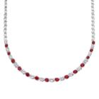 Sterling Silver Lab-created Ruby & White Sapphire Necklace, Women's, Size: 18, Red