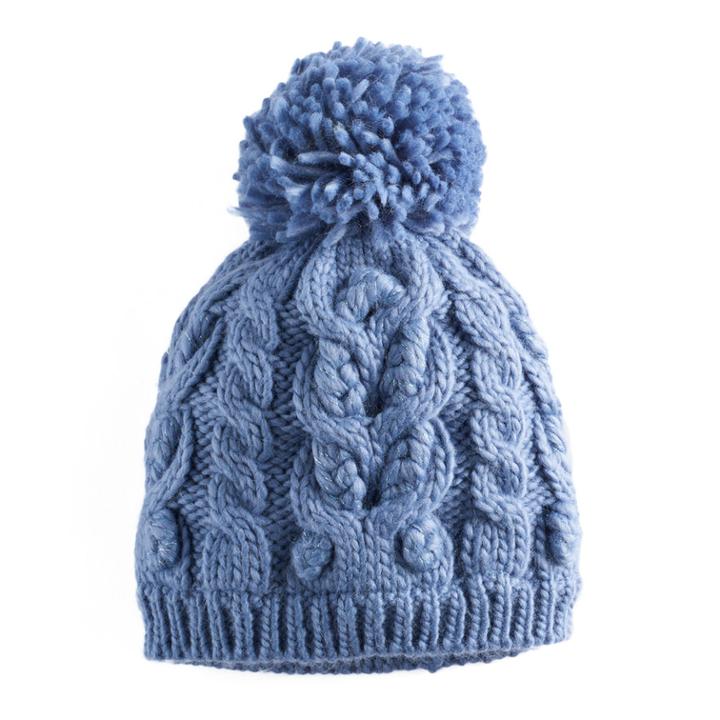Sonoma Goods For Life Cable Knit Pom Pom Beanie, Women's, Dark Blue