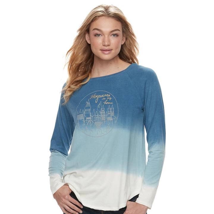 Juniors' Harry Potter Hogwarts Is My Home Dip-dye Tee, Teens, Size: Small, Turquoise/blue (turq/aqua)