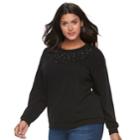 Plus Size Apt. 9&reg; Adorned Sweatshirt, Women's, Size: 3xl, Black