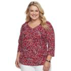 Plus Size Dana Buchman Striped Ribbed Top, Women's, Size: 1xl, Med Red