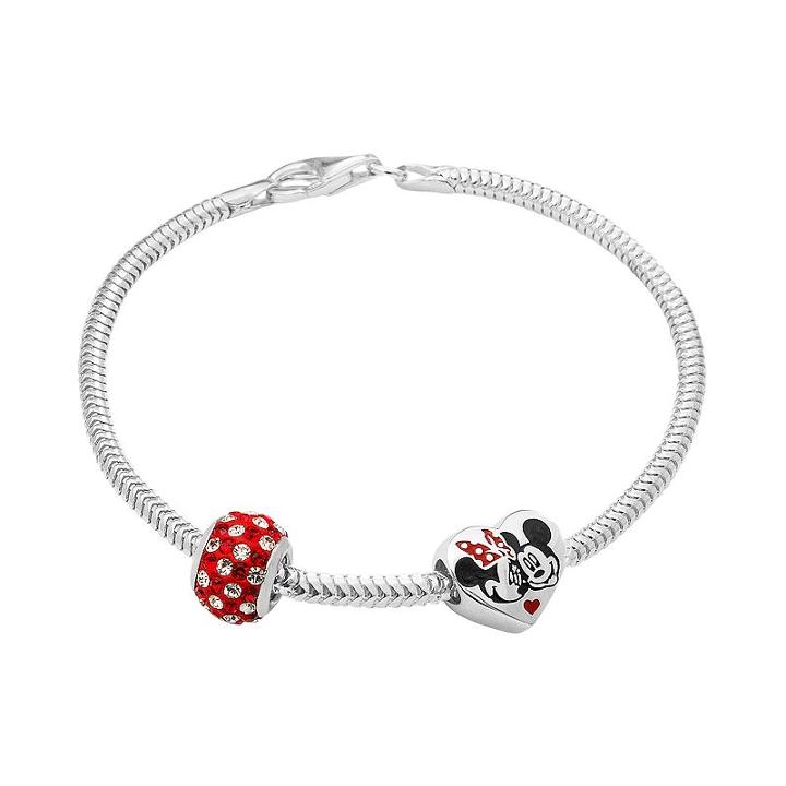 Disney's Minnie & Mickey Mouse Crystal Bead & Bracelet Set, Women's, Grey
