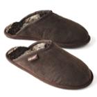 Muk Luks Men's Leather Suede Berber Fleece Scuff Slippers, Size: 11, Brown