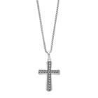 Lynx Men's Stainless Steel Textured Cross Pendant Necklace, Size: 24, Silver