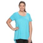 Plus Size Wild Majesty Lattice Back Swing Tee, Women's, Size: 1xl, Med Green