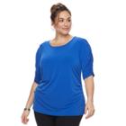 Plus Size Dana Buchman Shirred Elbow Sleeve Top, Women's, Size: 1xl, Med Blue
