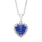 Lab-created Tanzanite And Cubic Zirconia Sterling Silver Heart Pendant Necklace, Women's, Size: 18, Blue