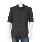 Apt. 9, Men's &reg; Modern-fit Solid Roll-tab Casual Button-down Shirt, Size: Small, Black