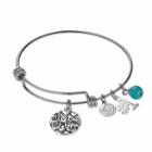 Love This Life Simulated Turquoise #1 Mom Charm Bangle Bracelet, Women's, Grey