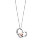 Silver Expressions By Larocks Cubic Zirconia Open Heart Pendant Necklace, Women's, White