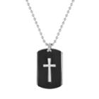 1913 Men's Two Tone Stainless Steel Cross Dog Tag Necklace, Size: 24, Black