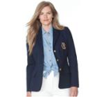 Plus Size Chaps Crest Button-down Blazer, Women's, Size: 16 W, Blue (navy)