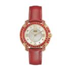 Burgi Women's Diamond & Crystal Leather Watch, Red