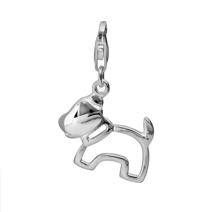 Personal Charm Sterling Silver Openwork Dog Charm, Women's, Grey
