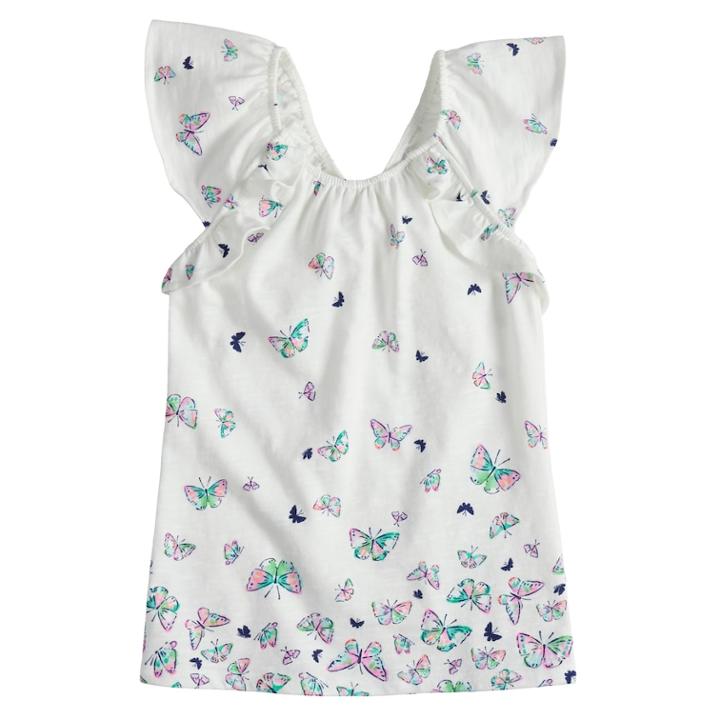 Girls 4-10 Sonoma Goods For Life&trade; Ruffle & Criss Cross Top, Size: 8, White
