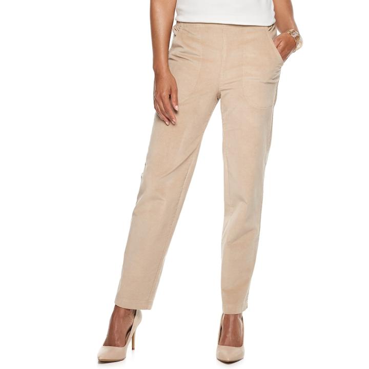 Petite Croft & Barrow&reg; Pull-on Mid-rise Corduroy Pants, Women's, Size: 6 Petite, Med Beige