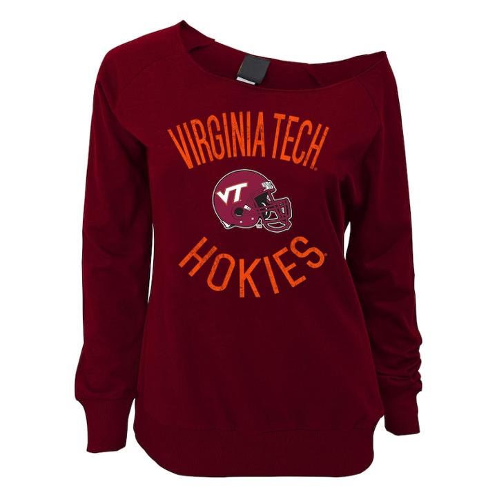 Juniors' Virginia Tech Hokies Flashdance Slouch Crewneck, Teens, Size: Medium, Dark Red