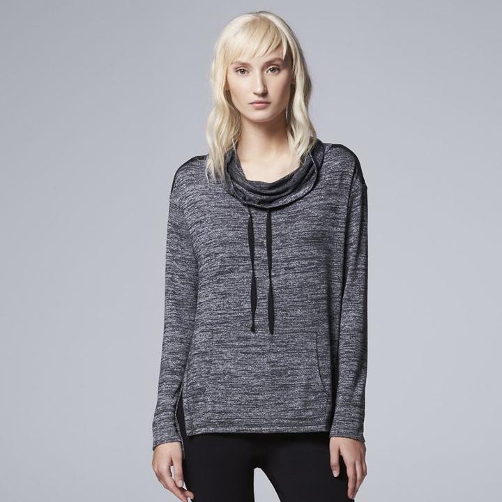 Women's Simply Vera Vera Wang Simply Separates Cowlneck Sweatshirt, Size: Medium, Dark Grey