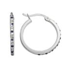 Diamond Mystique Platinum Over Silver Sapphire And Diamond Accent Hoop Earrings, Women's, White
