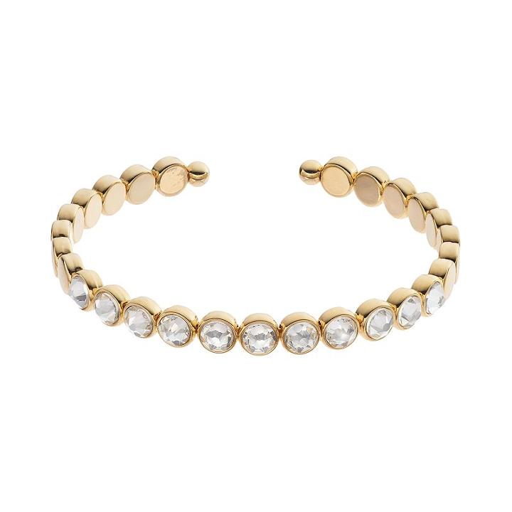 Brilliance 14k Gold Plated Circle Cuff Bracelet With Swarovski Crystals, Women's, White