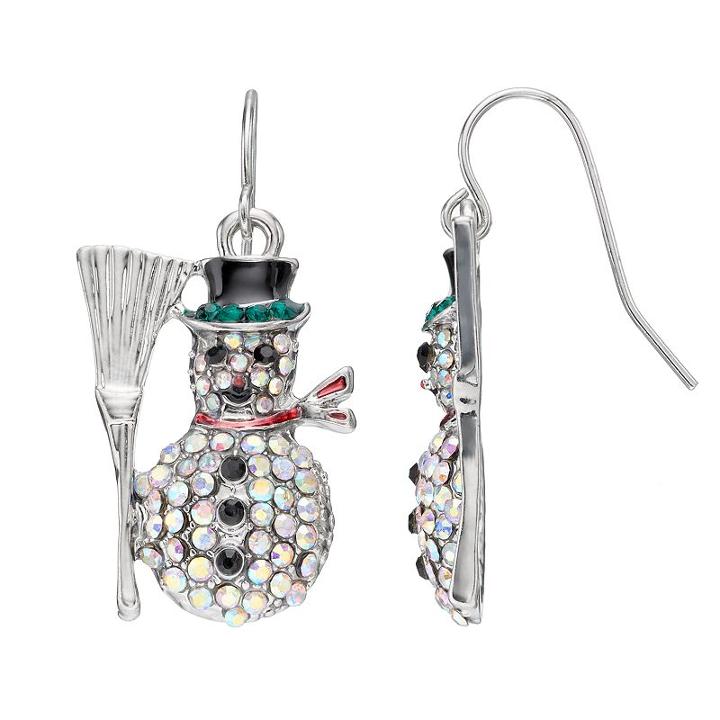 Pave Snowman Drop Earrings, Women's, Multicolor