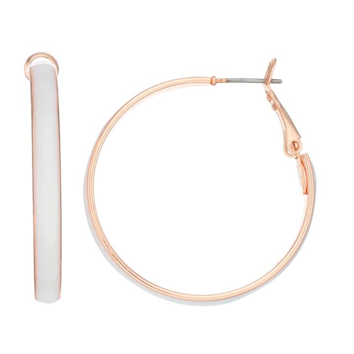Rose Gold Nickel Free Hoop Earrings, Women's, Light Pink