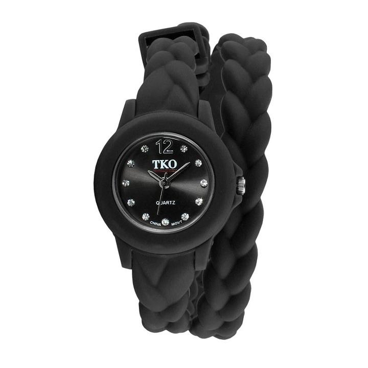 Tko Orlogi Women's Crystal Braided Wrap Watch, Black