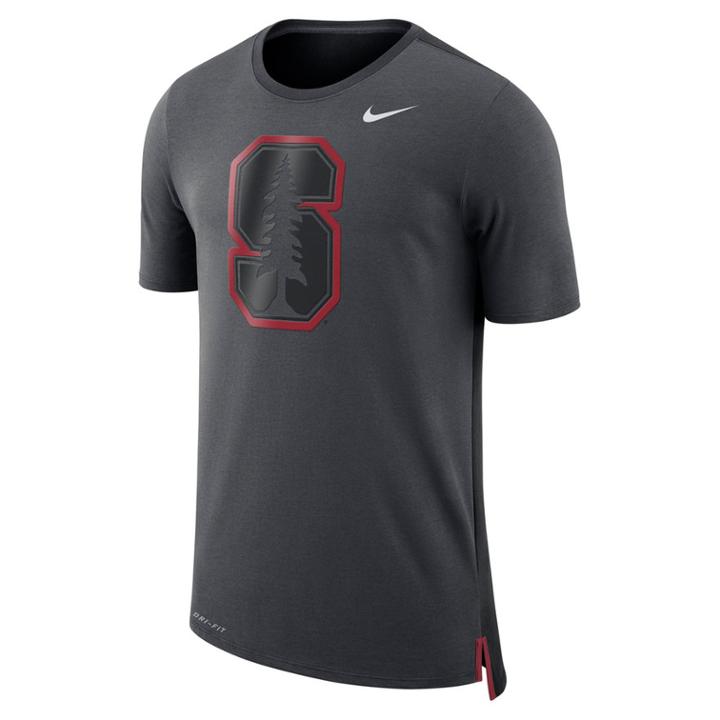 Men's Nike Stanford Cardinal Dri-fit Mesh Back Travel Tee, Size: Small, Grey (anthracite)