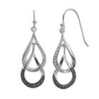 Silver Luxuries Marcasite & Crystal Teardrop Earrings, Women's, Grey