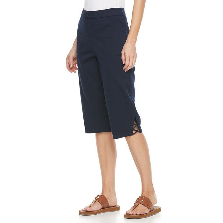 Women's Croft & Barrow&reg; Lattice-hem Skimmer Capris, Size: Large, Blue