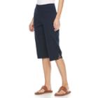Women's Croft & Barrow&reg; Lattice-hem Skimmer Capris, Size: Large, Blue