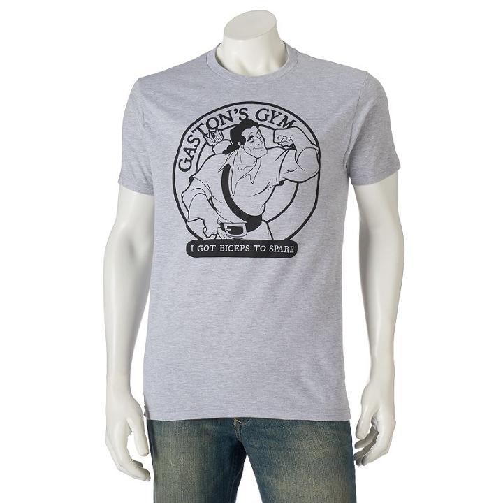 Men's Disney's Beauty And The Beast Gaston Gym Tee, Size: Small, Grey Other