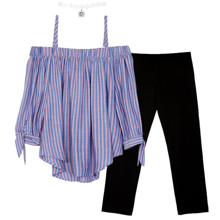 Girls 7-16 Iz Amy Byer Top With Necklace & Pants Set, Size: Large, Red