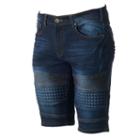 Xray, Men's Slim-fit Moto Embossed Stretch Denim Shorts, Size: 36, Dark Blue