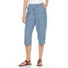 Women's Croft & Barrow&reg; Embellished Chambray Sheeting Capris, Size: Small, Light Blue
