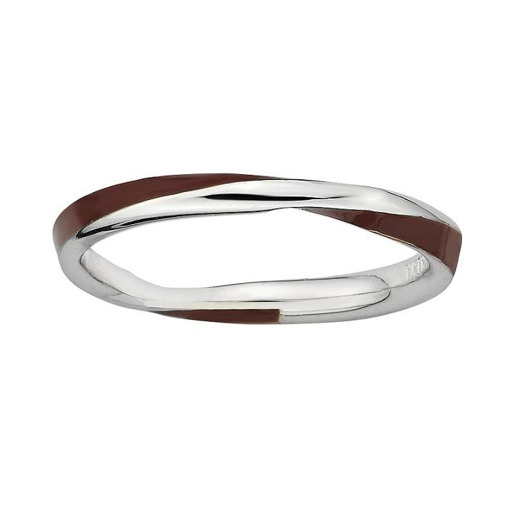 Stacks And Stones Sterling Silver Brown Enamel Twist Stack Ring, Women's, Size: 8