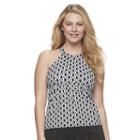 Women's A Shore Fit Hip Minimizer High-neck Tankini Top, Size: 16, Blue (navy)