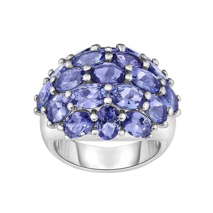 Sterling Silver Tanzanite Cluster Ring, Women's, Size: 6, Blue