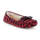 So&reg; Women's Buffalo Check Moccasin Slippers, Size: Xl, Black