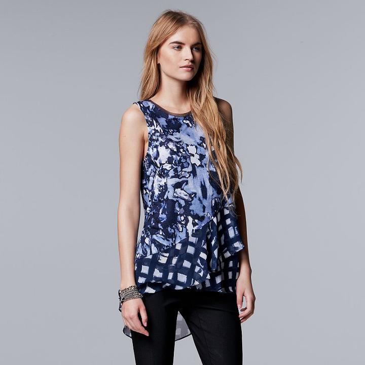 Women's Simply Vera Vera Wang Tiered Panel Top, Size: Large, Drk Purple