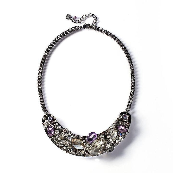 Simply Vera Vera Wang Jet Simulated Crystal & Bead Bib Necklace