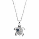 Silver Luxuries Crystal Turtle Pendant Necklace, Women's, Size: 18, Blue