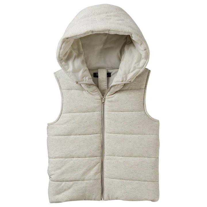 Girls 7-16 Sugar Rush Speckled Hooded Puffer Vest, Girl's, Size: Large, Med Beige