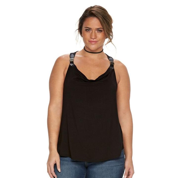 Plus Size Rock & Republic&reg; Drapeneck Racerback Tank, Women's, Size: 1xl, Black