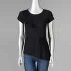 Women's Simply Vera Vera Wang Floral Asymmetrical Tee, Size: Xs, Black