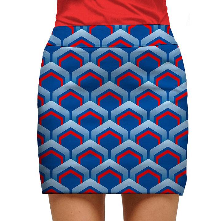 Women's Loudmouth Golf Lounge Geo Skort, Size: 6, Blue (navy)