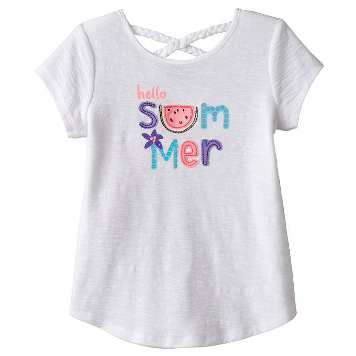 Girls 4-10 Jumping Beans&reg; Braided Cross Back Slubbed Embellished Tee, Girl's, Size: 8, White
