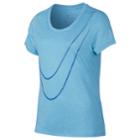 Girls 7-16 Nike Victory Veneer Swoosh Short Sleeve Tee, Size: Medium, Blue