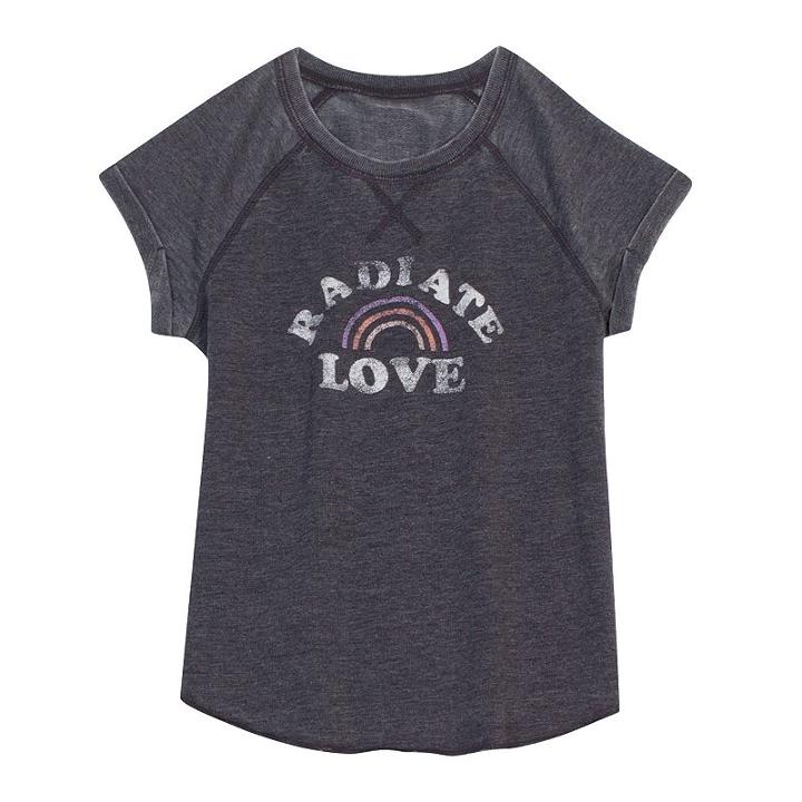 Girls 7-16 Harper & Elliott Roll Cuff Graphic Tee, Size: Medium, Grey (charcoal)