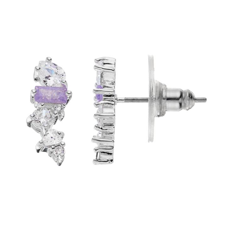 Lc Lauren Conrad Purple Cubic Zirconia Cluster Drop Earrings, Women's, Blue